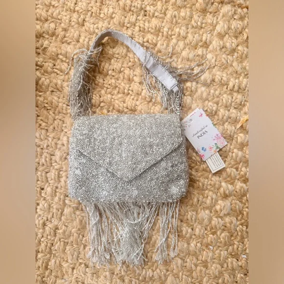 Silver Beaded Fringe Bag - Picture 2 of 4